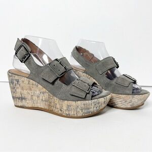 Trask Patsy Platform wedge in grey suede